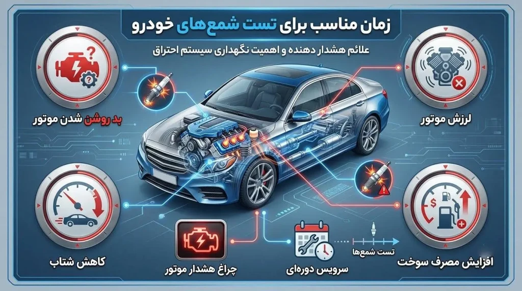 زمان مناسب تست شمع خودرو