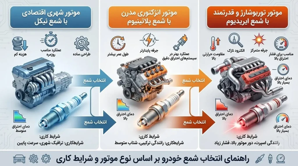 انواع شمع خودرو از نظر نوع سوخت مورد مصرف انجین