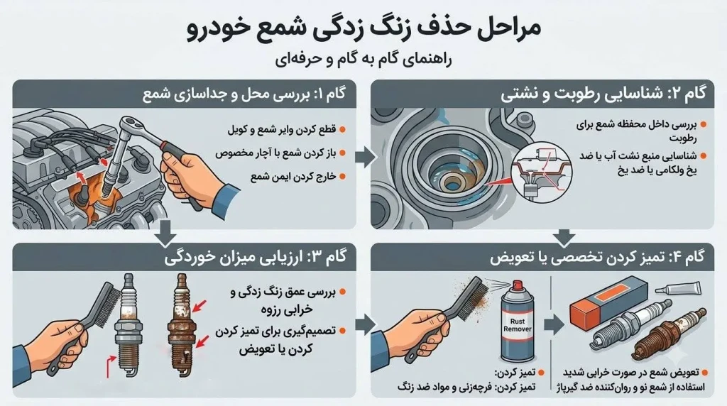 راهکار های رفع زنگ زدگی شمع خودرو