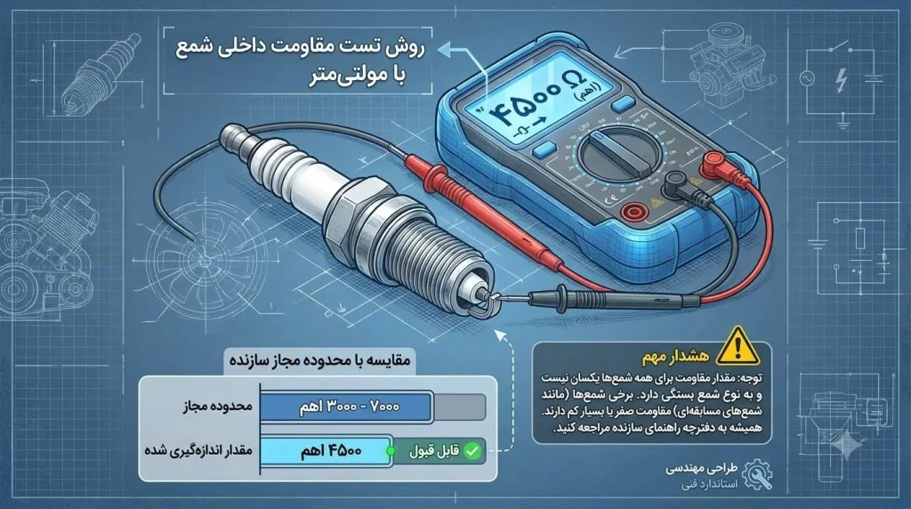 تست مقاومت شمع با مولتی متر