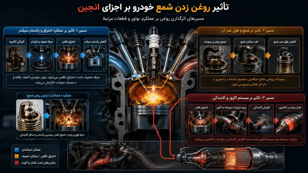 تاثیر روغن زدن شمع خودرو بر اجزای موتور خودرو