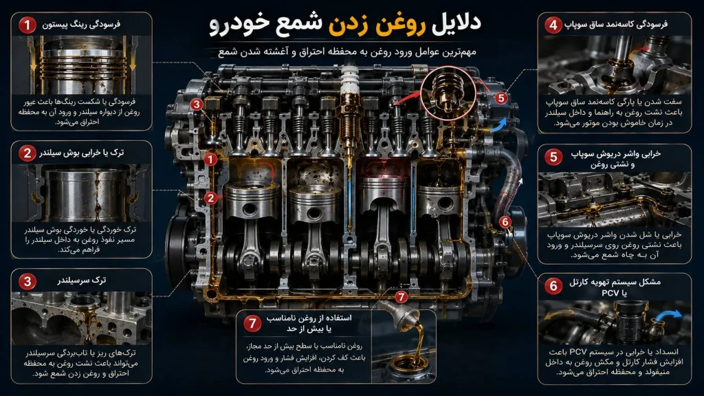 دلایل روغن زدن شمع خودرو