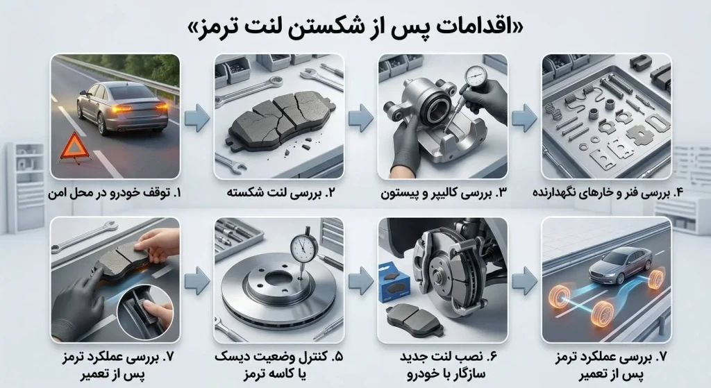اقدامات پس از شکستن لنت ترمز