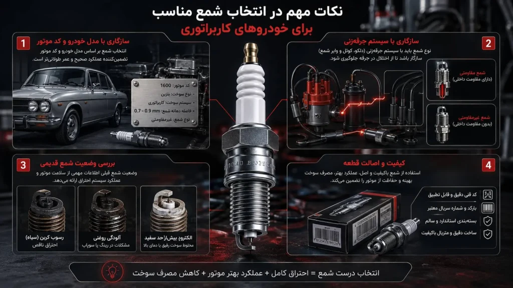 نکات مهم انتخاب بهترین شمع خودرو کاربراتوری